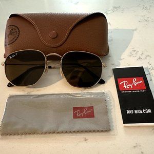 Ray-Ban Hexagonal Flat Lens Sunglasses - Gold / Brown Polarized - Unisex